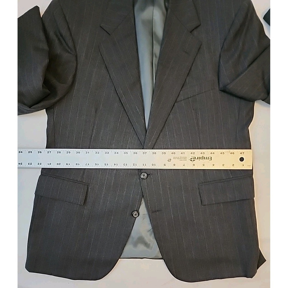 VTG Polo Ralph Lauren Gray Pinstriped Wool Suit Sz 43S Pants 37.5"X27.25" - Picture 14 of 16